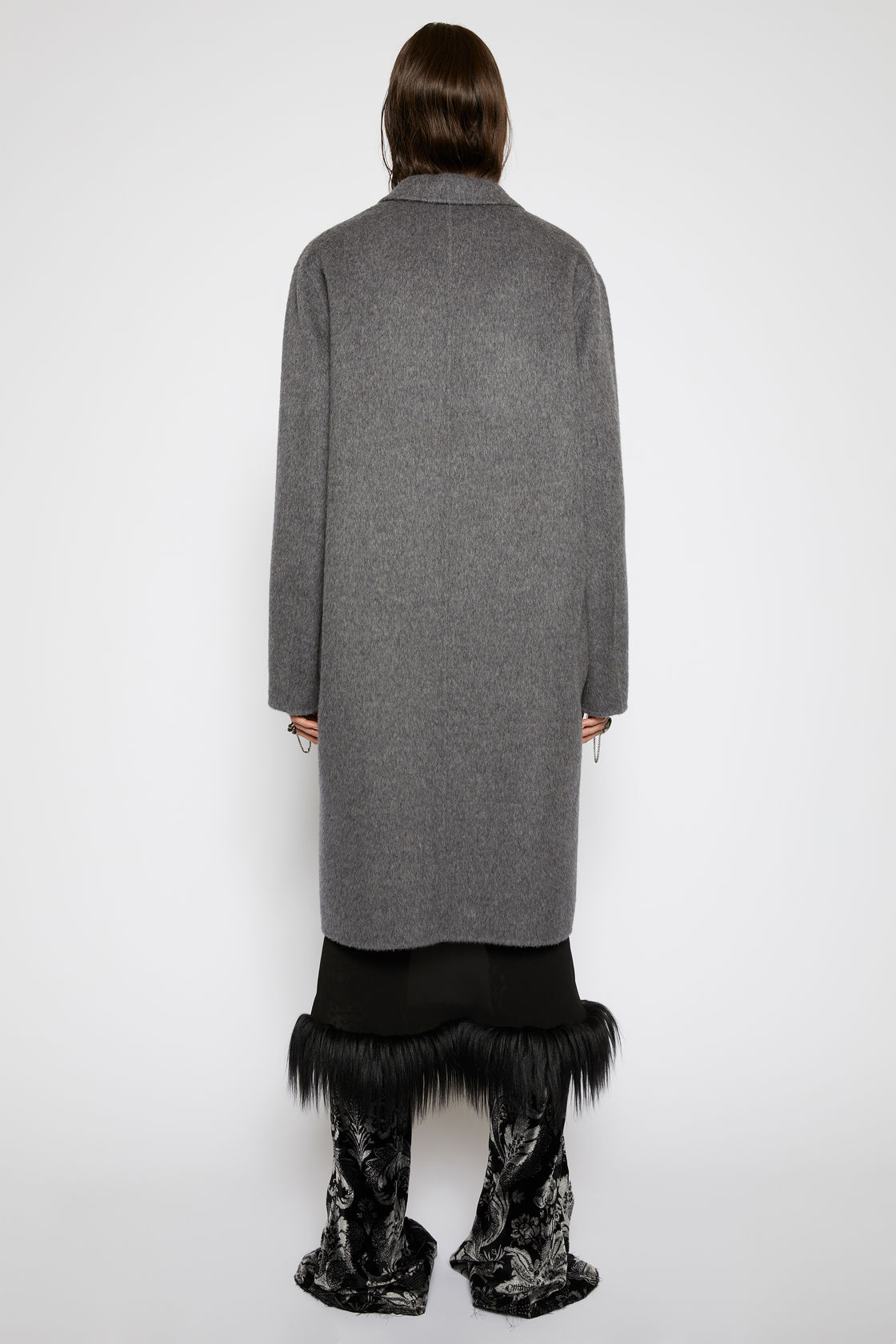 Single-breasted brushed wool coat grey melange – Sioux MR